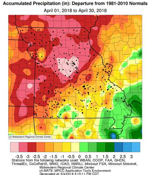 Accumulated Precipitation (in): Departure from 1981-2010 Normals