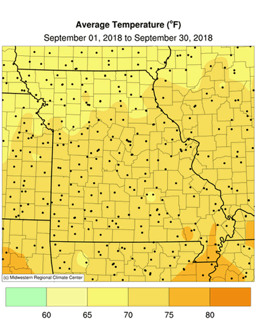 Missouri Average Temperature September 2018