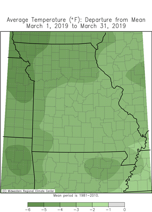 Missouri Average Temp Departure