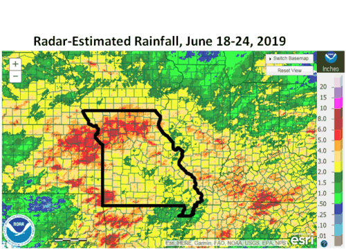 Radar-Estimated June 18-24, 2019 Precip