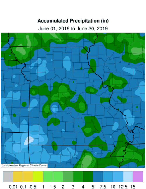 Missouri Accumulated June 2019 Precipitation