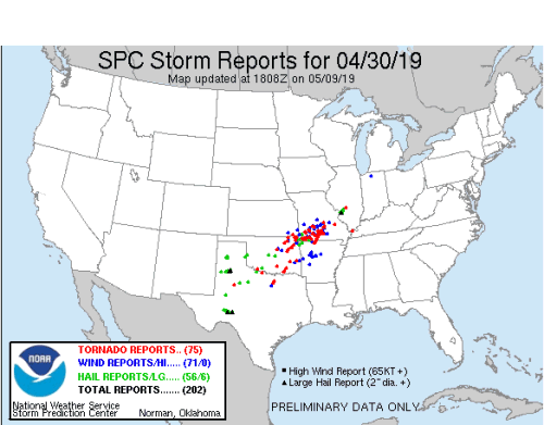 SPC Storm Reports 4/30/19