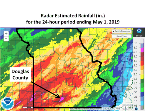 24 hour Radar Estmated Rainfall ending May 1, 2019