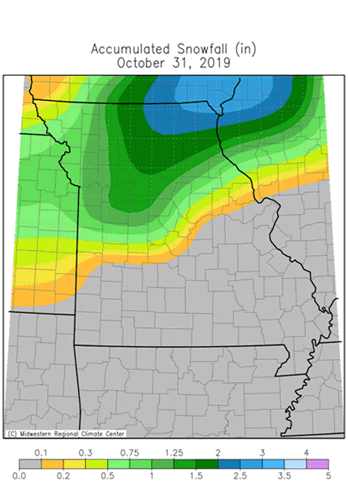 Accumulated Snowfall Oct 31, 2019