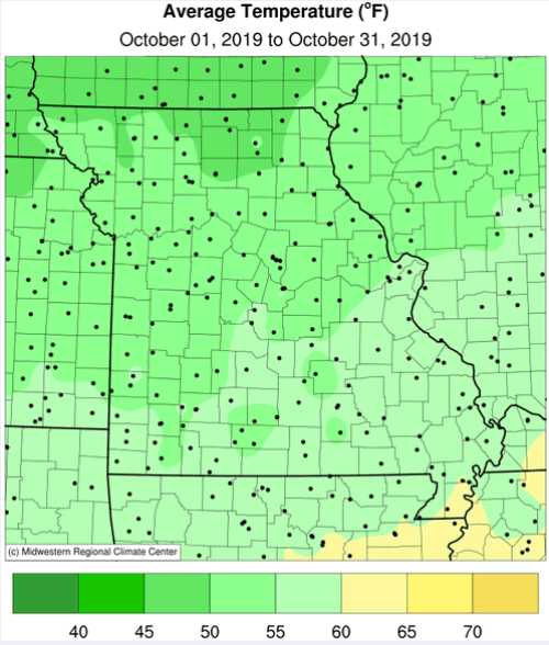 Missouri Average Temperature October 2019