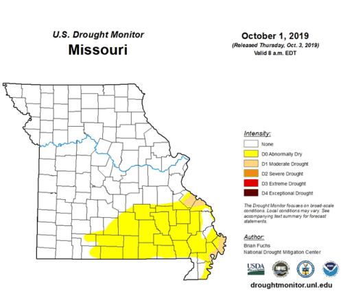 US Drought Monitor Missouri October 1, 2019