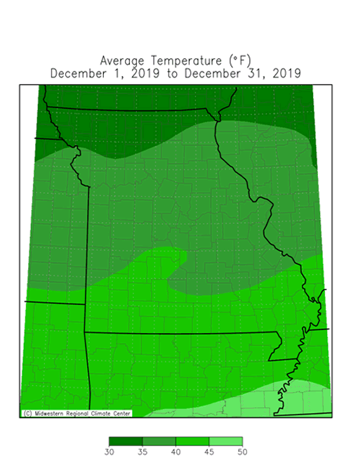 Missouri Average Temperature December 2019