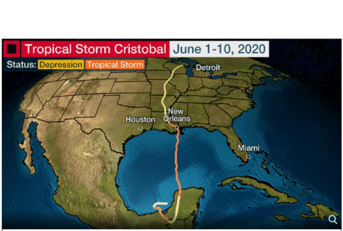 Tropical Storm Cristobal Track