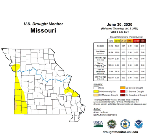 Drought Monitor Missouri June 30, 2020