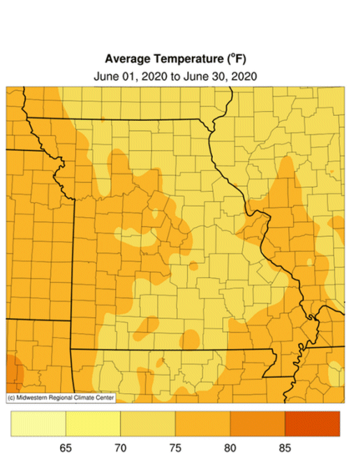 Average Temperature (°F): Jun 01, 2020 to Jun 31, 2020