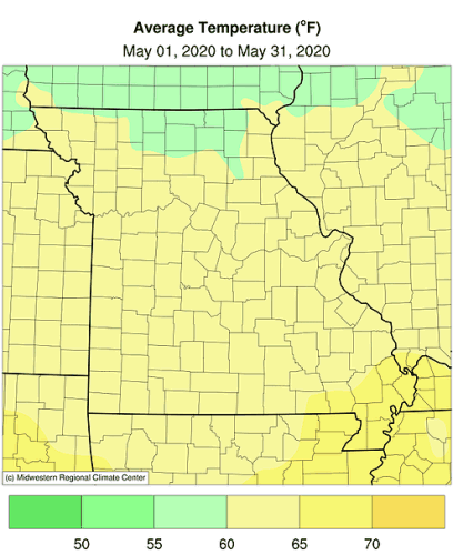 Average Temperature (°F): May 01, 2020 to May 31, 2020