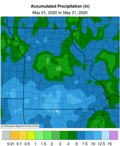 Accumulated Precipitation (in): May 01, 2020 to May 31, 2020