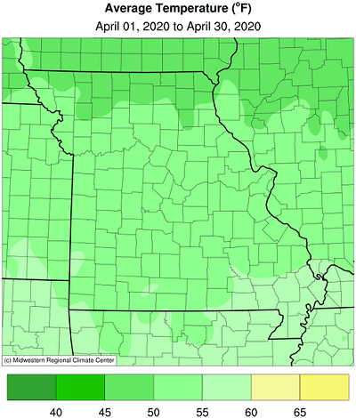 Average Temperature (°F): April 01, 2020 to April 30, 2020