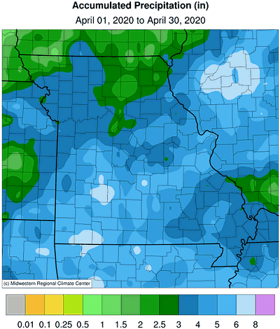 Accumulated Precipitation (in): April 01, 2020 to April 30, 2020