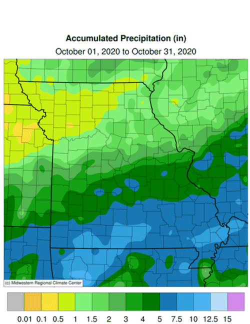 Accumulated Precip (in): Oct 01, 2020 to Oct 31, 2020