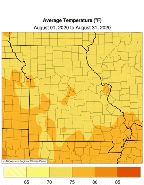 Average Temp Missouri August 2020