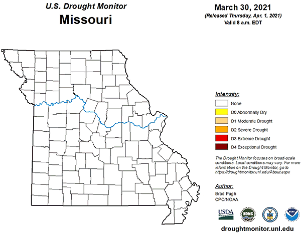 U.S. Drought Monitor Missouri March 30, 2021