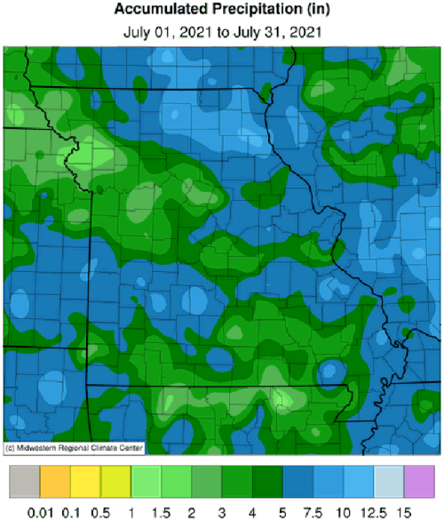 Accumulated Precipitation (in) July 01, 2021 to July 31, 2021