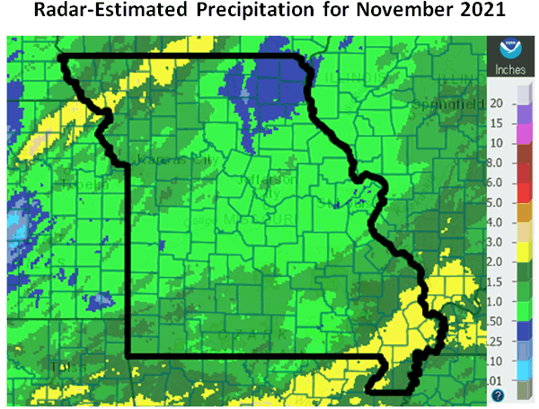 Radar-Estimated Precipitation for November 2021