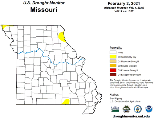 U.S. Drought Monitor Missouri February 2, 2021