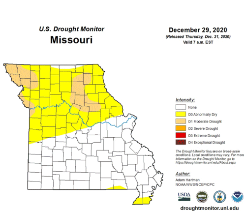 Drought Monitor Missouri Dec 29, 2020