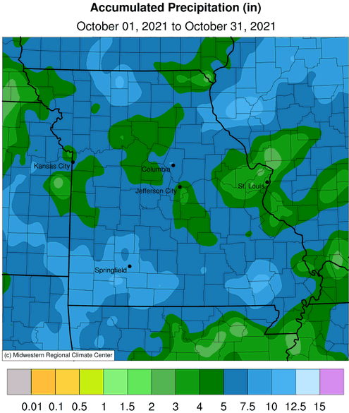 Accumulated Precipitation (in) October 01, 2021 to October 31, 2021