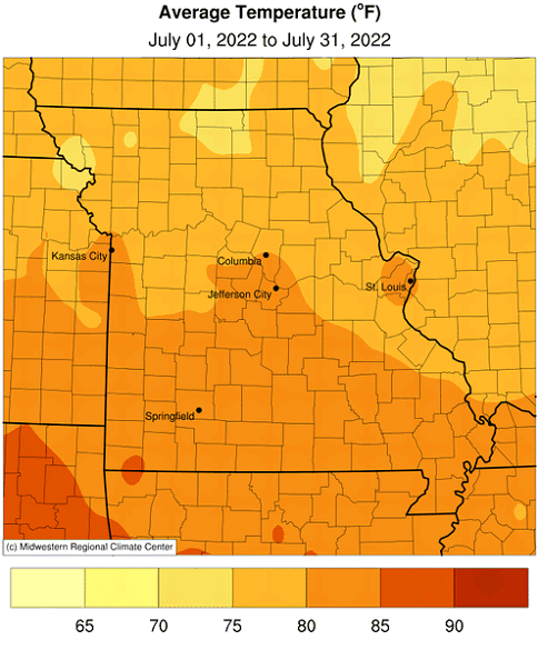 Average Temperature (°F) July 01, 2022 to July 31, 2022