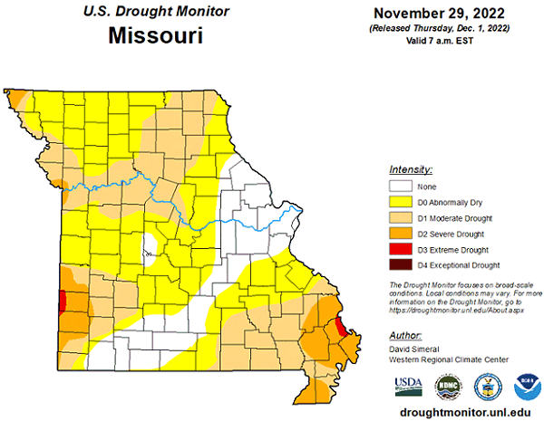 U.S. Drought Monitor - Missouri - November 2022