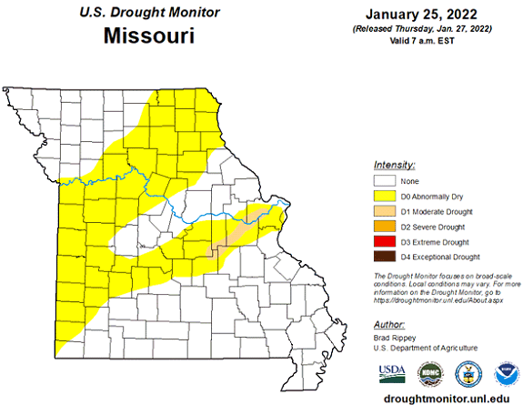 U.S. Drought Monitor - Missouri - January 2022