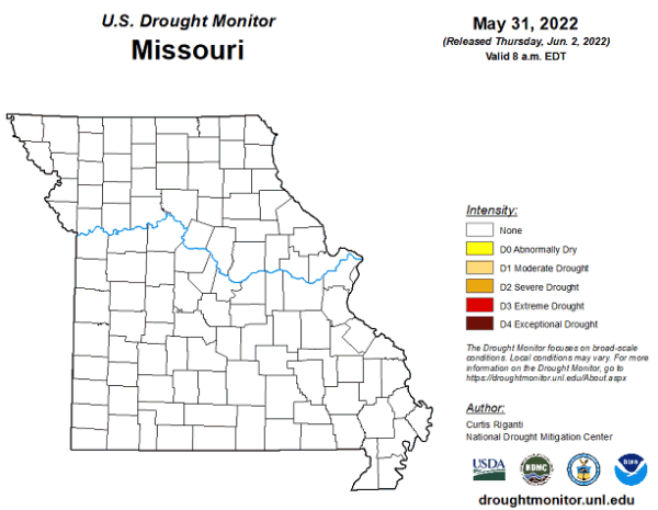 U.S. Drought Monitor - Missouri - May 2022