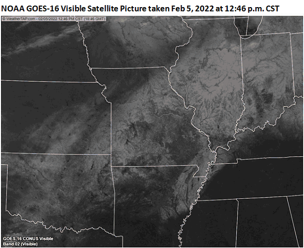 NOAA GOES-16 Visible Satellite Picture taken Feb 5, 2022 at 12:46 p.m. CST