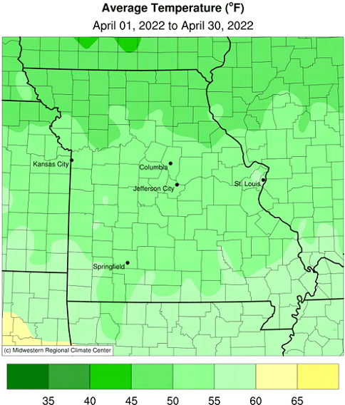 Average Temperature (°F) April 01, 2022 to April 30, 2022