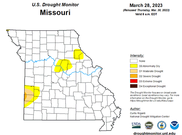 U.S. Drought Monitor - Missouri - March 2023