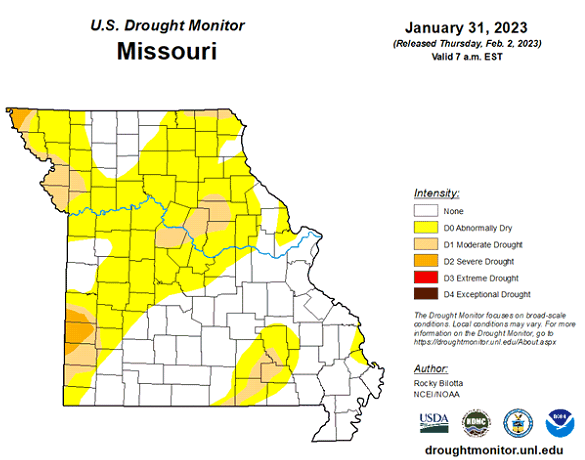 U.S. Drought Monitor - Missouri - January 2023