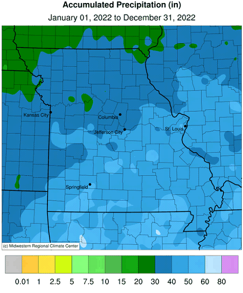 Accumulated Precipitation (in) January 01, 2022 to December 31, 2022