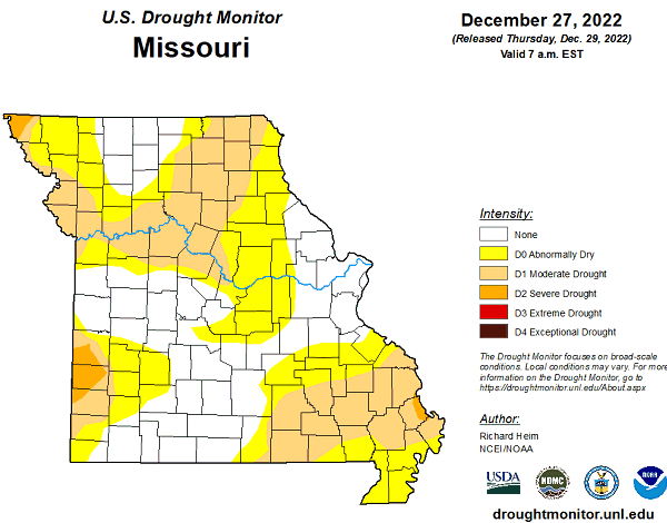 U.S. Drought Monitor - Missouri - December 2022