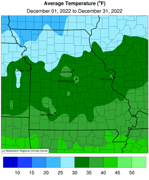 Average Temperature (°F) December 01, 2022 to December 31, 2022