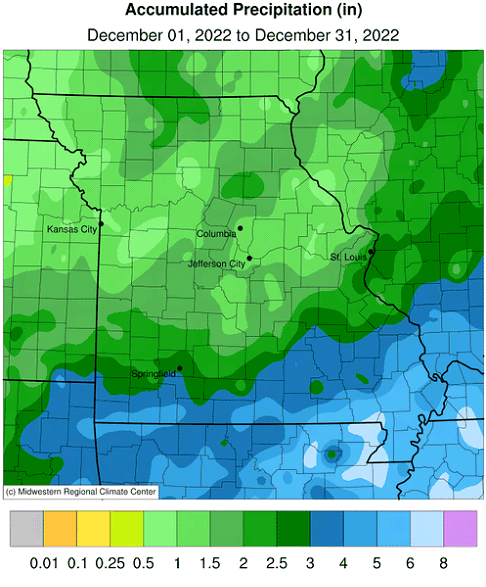 Accumulated Precipitation (in) December 01, 2022 to December 31, 2022