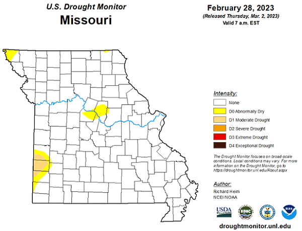 U.S. Drought Monitor - Missouri - February 2023