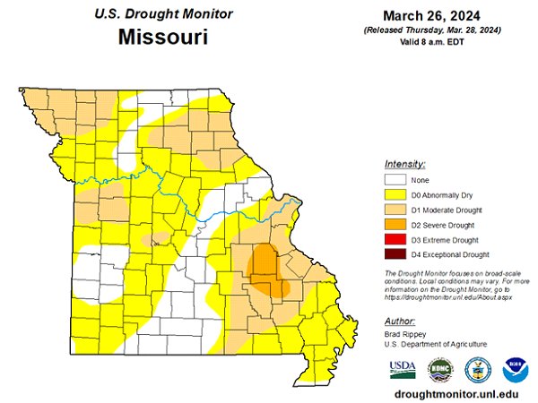 U.S. Drought Monitor - Missouri: March 2024