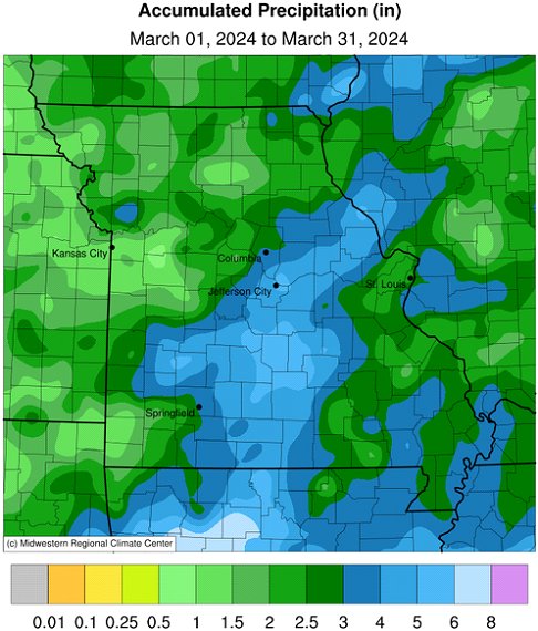 Accumulated Precipitation (in): March 01, 2024 to March 31, 2024