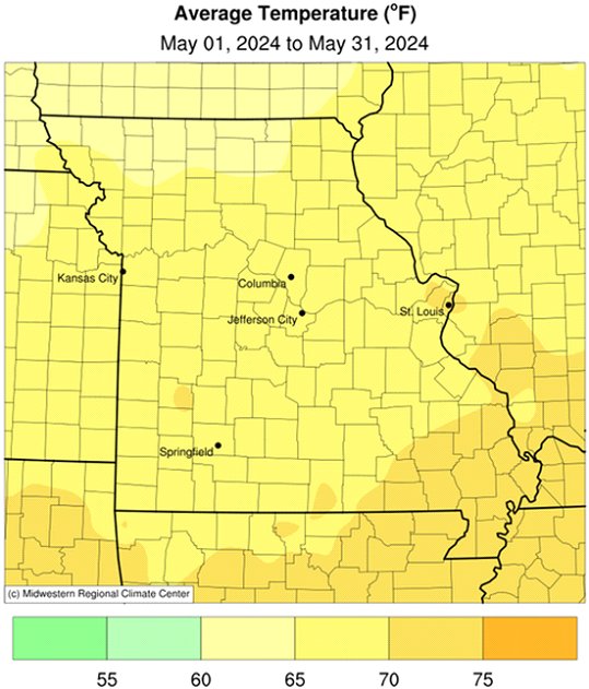 Average Temperature (°F): May 01, 2024 to May 31, 2024