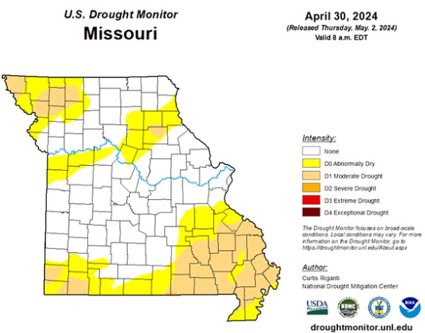 U.S. Drought Monitor - Missouri: April 2024