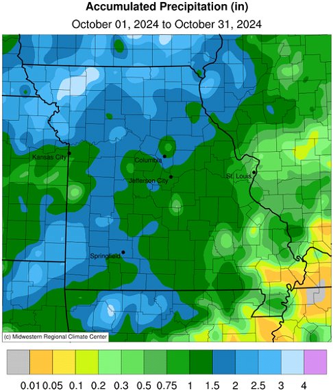 Accumulated Precipitation (in) October 01, 2024 to October 31, 2024