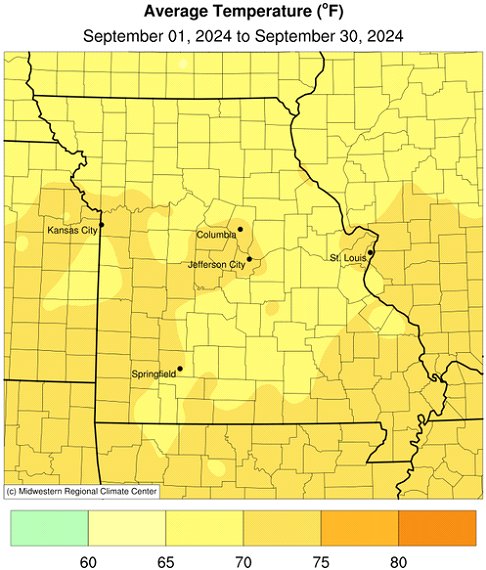 Average Temperature (°F) September 01, 2024 to September 30, 2024