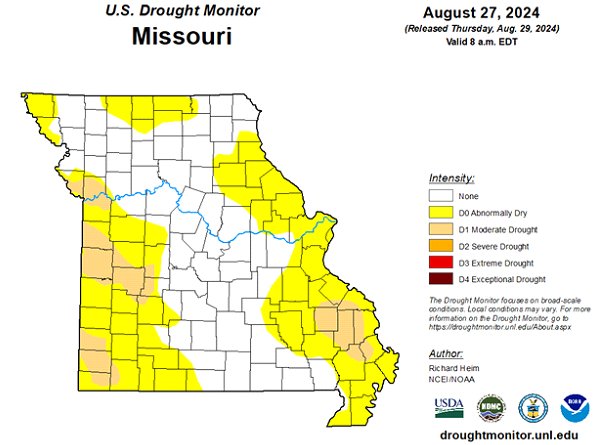 U.S. Drought Monitor - Missouri - August 2024