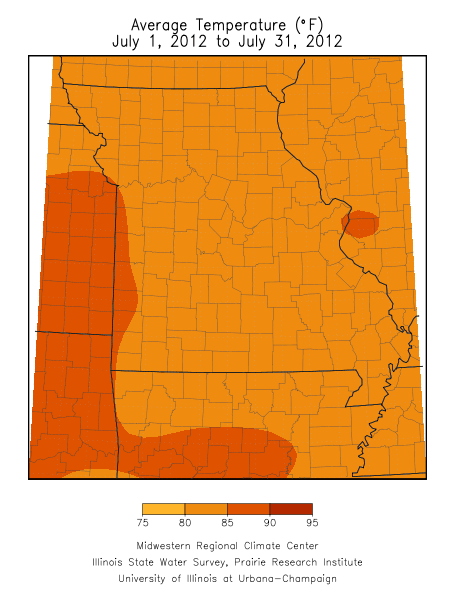 Average Temperature, July 1, 2012 to July 31, 2012