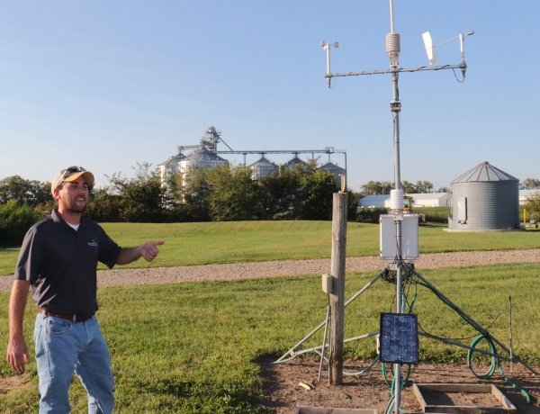 MU Extension state climatologist Zack Leasor, pictured, is working with state natural resources specialist Michael Sunde and John Travlos, co-director of the Missouri Mesonet, to add soil moisture sensors to many of the Mesonet's 45 weather stations across the state.