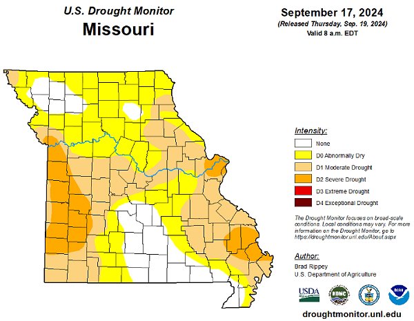 U.S. Drought Monitor report for Missouri, Sept. 17, 2024.