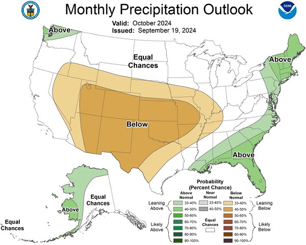 U.S. Drought Monitor report precipitation outlook for October 2024.